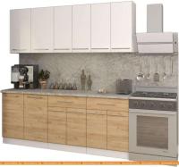 Кухня Кастанье Марта 2.0 (белый глянец/дуб крафт золотой матовый) картинка