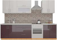 Кухня ВерсоМебель ВерсоЛайн 8-2.3 (белый 001/сливовый 104) картинка