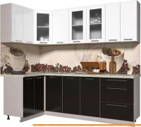 Кухня Интерлиния Мила Пластик 1.2x2.4 (черный глянец/белый глянец/опал светлый) картинка