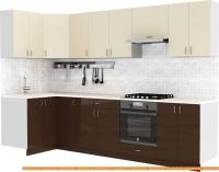 Кухня S-Company Клео глосc 1.2x3.0 левая (коричневый глянец/ваниль глянец) картинка