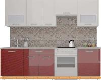 Кухня ВерсоМебель ЭкоЛайт-6 2.6 (белый/темно-красный) картинка