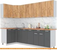 Кухня Интерлиния Мила Лайт 1.2x2.7 (дуб золотой-антрацит-дуб бунратти) картинка