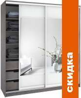 Шкаф-купе Кортекс-мебель Сенатор ШК12 Геометрия ДСП с зеркалом (береза/белый) картинка