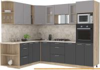 Кухня Интерлиния Мила 1.88x2.6 левая (серебристый-антрацит-малага) картинка
