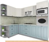 Кухня Интерлиния Мила Деко 1.68x2.6 левая (слоновая кость-океан-опал светлый) картинка