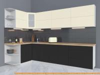 Кухня Интерлиния Мила Матте 1.5x3.0 А левая (слоновая кость/пепел/травертин с.) картинка