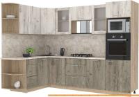 Кухня Интерлиния Мила 1.68x2.8 левая (дуб белый-дуб серый-малага) картинка