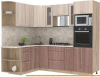 Кухня Интерлиния Мила 1.68x2.4 левая (шимо светлый-шимо темный-малага) картинка