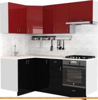 Кухня S-Company Клео глоcс 1.2x2.0 левая (черный глянец/бургундский глянец) картинка