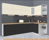 Кухня Интерлиния Мила Матте 1.5x2.8 А правая (слоновая кость/пепел/травертин с.) картинка