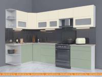 Кухня Интерлиния Мила Матте 1.5x3.0 Б правая (слон кость-мята-травертин серый) картинка