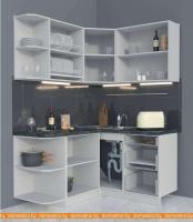 Кухня Интерлиния Мила Матте 1.5x1.4 А левая (белый/луна/опал светлый) картинка