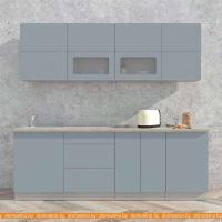 Кухня Интерлиния Мила Матте 2.3 А (океан/океан/травертин серый) картинка