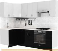 Кухня S-Company Клео глосc 1.2x2.5 левая (черный глянец/белый глянец) картинка