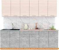 Кухня Интерлиния Мила Лайт 2.4 (вудлайн кремовый-бетон-бискайская сосна) картинка