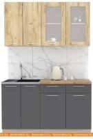 Кухня Интерлиния Мила 14-60 (дуб золотой-антрацит-дуб бунратти) картинка