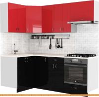 Кухня S-Company Клео глосc 1.2x2.1 левая (черный глянец/красный глянец) картинка