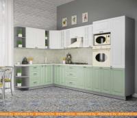 Кухня Интерлиния Мила Деко 1.88x3.4 правая (белый-мята-опал светлый) картинка