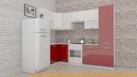 Кухня ВерсоМебель ЭкоЛайт-6 1.2x2.7 правая (белый/темно-красный) картинка