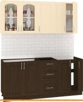 Кухня Кортекс-мебель Корнелия Ретро 1.8м без столешницы (венге светлый/венге) картинка