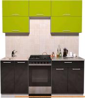 Кухня Интерлиния Мила Gloss 50-18 (яблоко/черный глянец) картинка