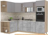 Кухня Интерлиния Мила 1.68x2.6 левая (серебристый-бетон-бискайская сосна) картинка