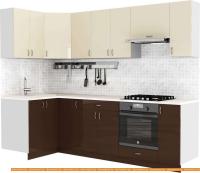 Кухня S-Company Клео глоcс 1.2x2.6 левая (коричневый глянец/ваниль глянец) картинка