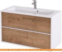 Тумба под умывальник Аква Родос Ran 80 (дуб/белый) картинка