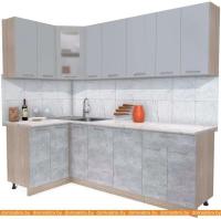 Кухня Интерлиния Мила 12x23 (серебристый-бетон-бискайская сосна) картинка