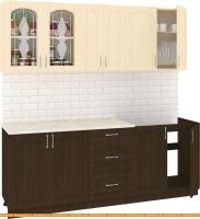 Кухня Кортекс-мебель Корнелия Ретро 2.1м (венге светлый/венге/королевский опал) картинка