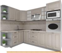 Кухня Интерлиния Мила Деко 1.68x2.6 левая (луна-луна-травертин серый) картинка