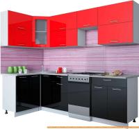 Кухня Интерлиния Мила Gloss 50-12x26 (красный/черный глянец) картинка