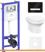 Унитаз Lavinia Boho Relfix Grance Hill Rimless 6 в 1 87561019 (черный/белый стекло) картинка