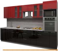 Кухня Интерлиния Мила Gloss 3.2 (красный-черный) картинка