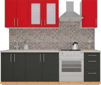 Кухня ВерсоМебель ВерсоЛайн 1-1.8 (красный чили/антрацит) картинка