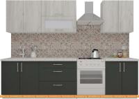 Кухня ВерсоМебель ВерсоЛайн 2-2.3 (дуб крафт белый/антрацит) картинка