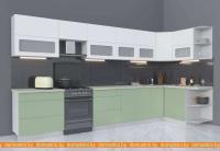 Кухня Интерлиния Мила Матте 1.5x3.9 Б правая (белый-мята-опал светлый) картинка