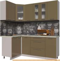 Кухня Интерлиния Мила Пластик 1.2x2.0 (капучино глянец/опал светлый) картинка