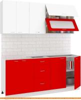 Кухня Кортекс-мебель Корнелия Мара 1.8м без столешницы (белый/красный) картинка