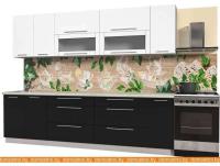 Кухня Интерлиния Мила Пластик 2.8 В (черный глянец-белый глянец-опал светлый) картинка