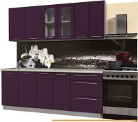 Кухня Интерлиния Мила Пластик 2.1 Б (слива глянец/опал светлый) картинка