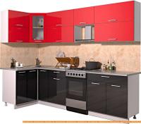 Кухня Интерлиния Мила Gloss 50-12x27 (красный/черный глянец) картинка