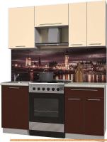Кухня Интерлиния Мила Пластик 1.7 А (шоколад глянец/ваниль глянец/опал светлый) картинка