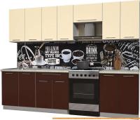 Кухня Интерлиния Мила Пластик 2.8 А (шоколад глянец/ваниль глянец/опал светлый) картинка