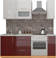 Кухня ВерсоМебель ВерсоЛайн 8-1.4 (белый 001/темно-красный 018) картинка