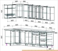 Кухня Интерлиния Мила Пластик 1.2x2.8 (мрамор/белый глянец/кастилло темный) картинка