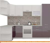 Кухня ВерсоМебель ЭкоЛайт-5 1.3x2.7 правая (белый/фиолетовый) картинка