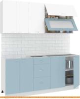 Кухня Кортекс-мебель Корнелия Мара 1.8м без столешницы (белый/голубой) картинка
