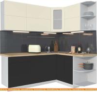 Кухня Интерлиния Мила Матте 1.5x2.0 А правая (слон кость-пепел-травертин серый) картинка