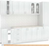 Кухня Кортекс-мебель Корнелия Ретро 2.6м (ясень белый/марсель) картинка